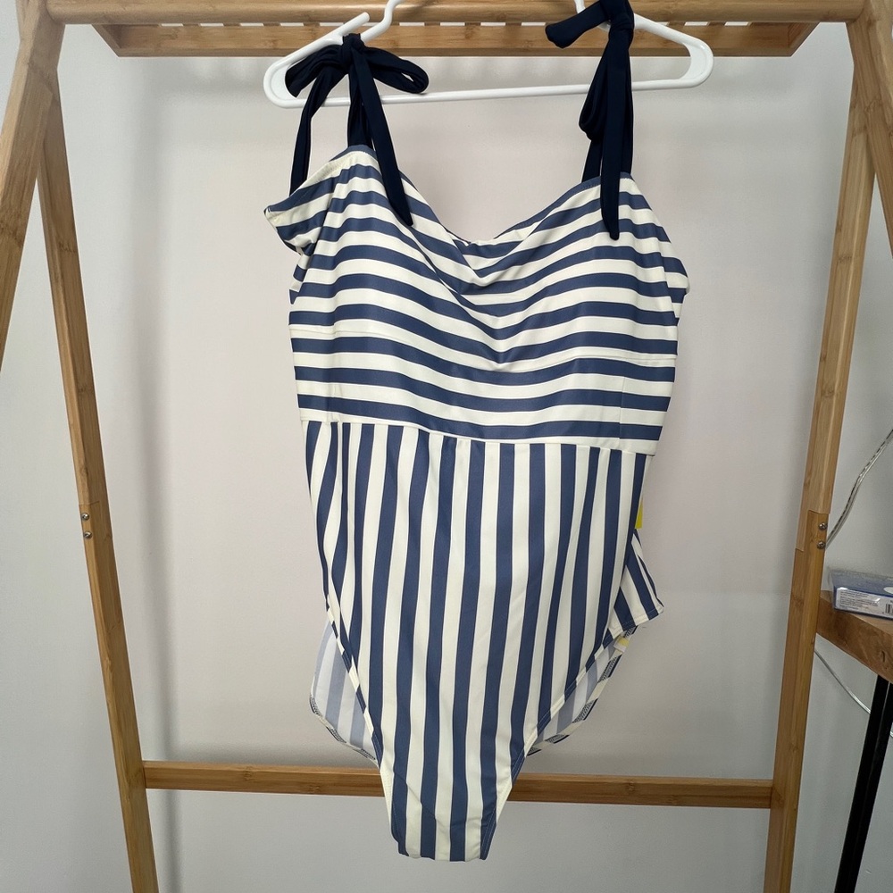 Summersalt Oasis One-piece Swimsuit — Blue Stripe, size 16 NWT